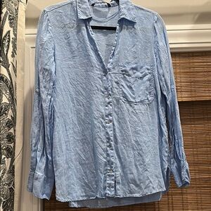 Light Blue Linen Zara shirt size Medium